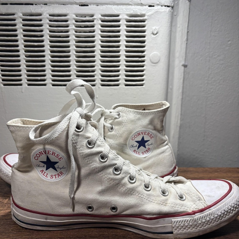 Converse Chuck Taylor All Star High Top Shoes Mens 11.5 Womens 13.5 White Canvas - Picture 5 of 13